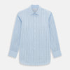 View 1 of product The Navy and Blue Combination Check Mayfair Shirt by Turnbull & Asser features a light blue base with a grid of thin dark blue lines, long sleeves, a pointed collar, and is neatly displayed on a plain white background.
