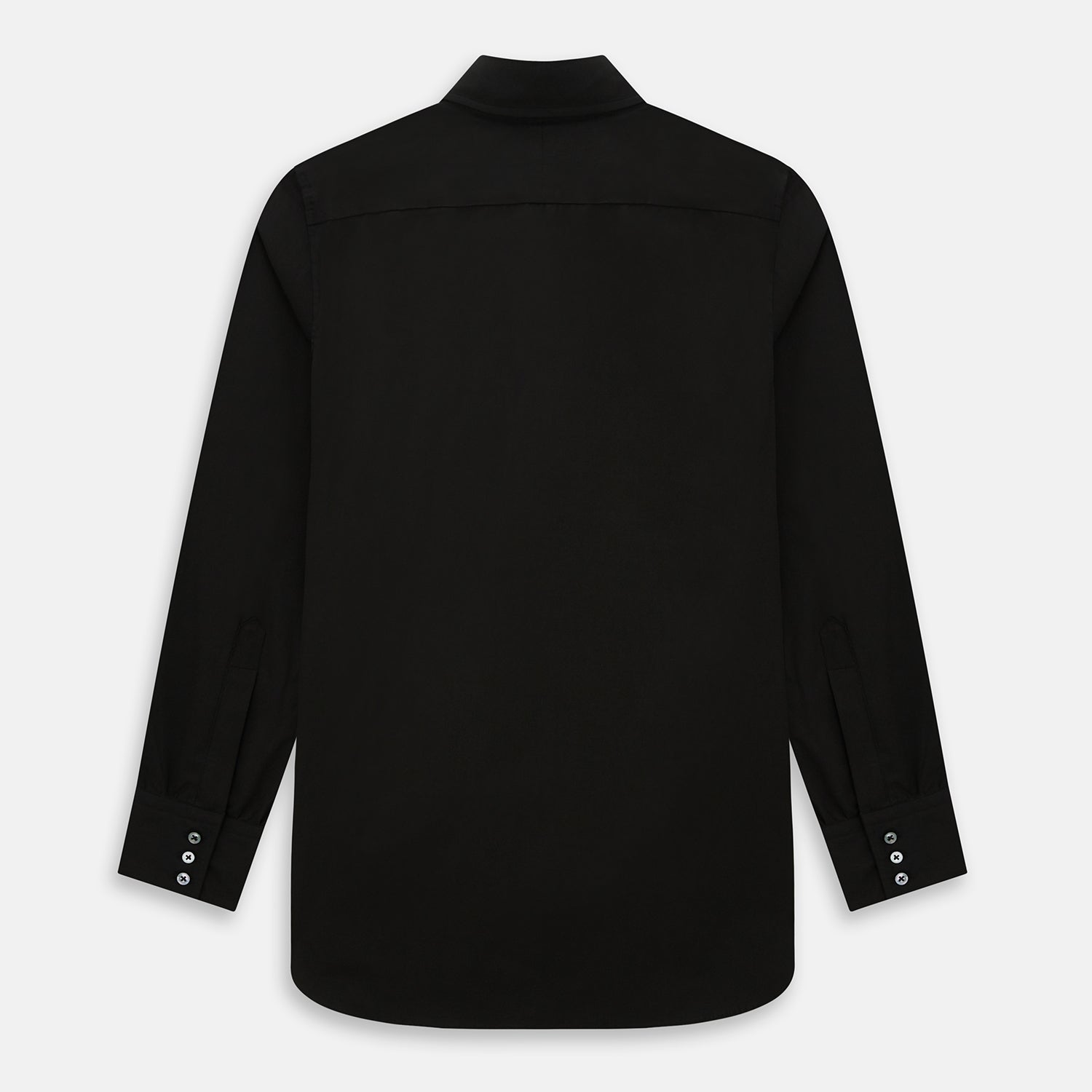 View 3 of product A long-sleeved, collared MIDNIGHT BLUE WINDSOR SHIRT by Turnbull & Asser, laid flat on a white background, highlights classic British craftsmanship.