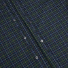 View 7 of product The Turnbull & Asser Navy and Khaki Tartan Windsor Shirt features a long-sleeve button-up design with a Windsor collar and buttoned cuffs, showcasing British craftsmanship in a classic tartan pattern.
