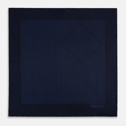 Navy Stripe Silk Pocket Square Image 2