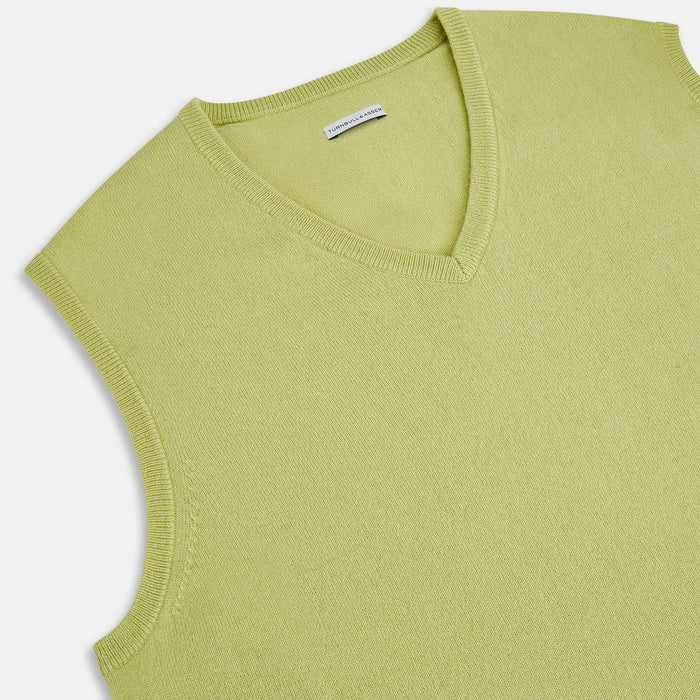 Melon Green V-neck Cashmere Vest Image 1