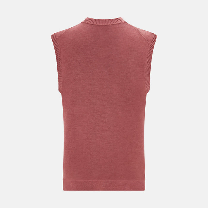 Antique Pink Fine Merino V-Neck Vest Image 2
