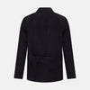 View 3 of product The Navy Kingston Corduroy Caban Jacket by Turnbull & Asser features six front buttons, a notched collar, chest pocket, and buttoned cuffs, showcased against a plain white background.