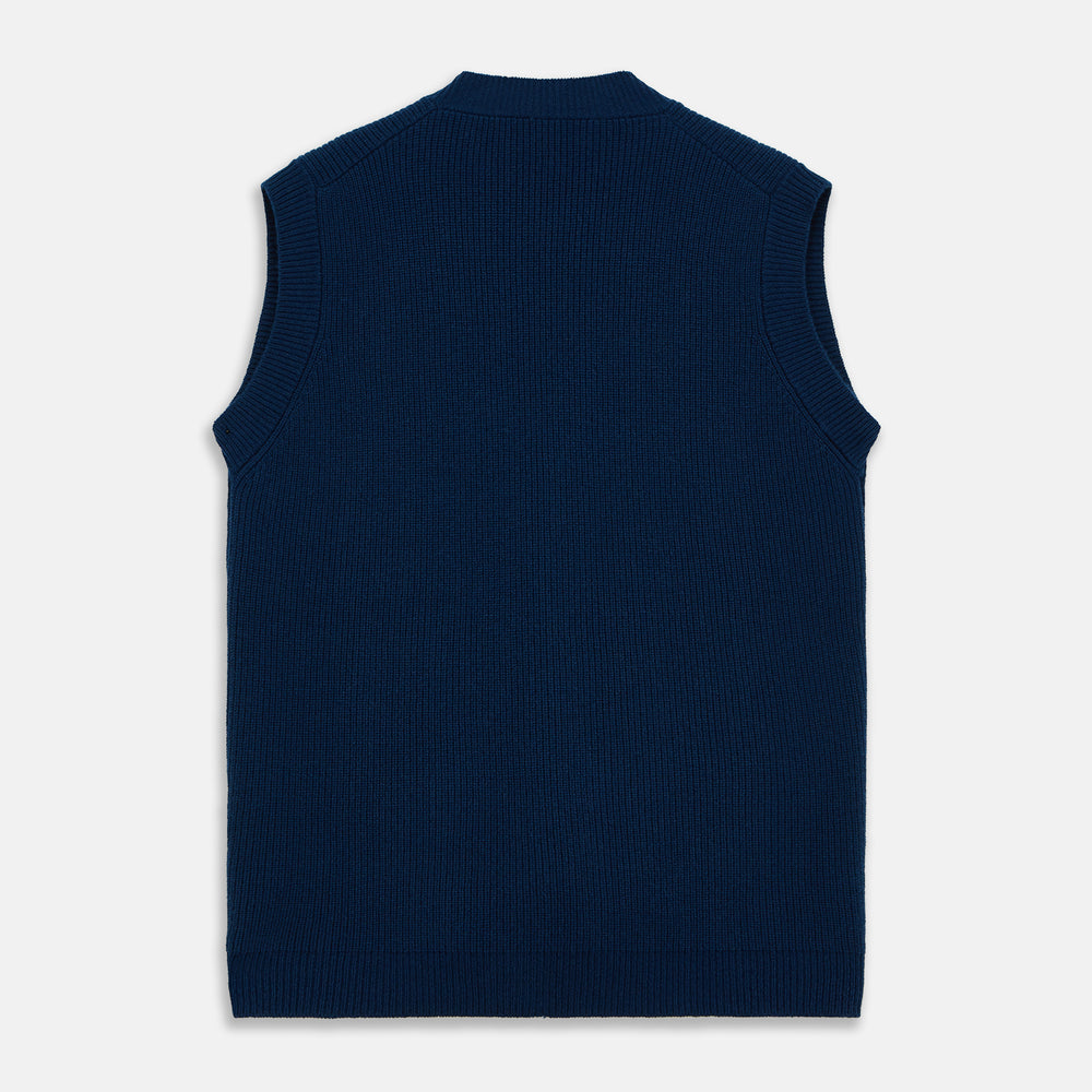 Navy Sleeveless Cashmere Cardigan