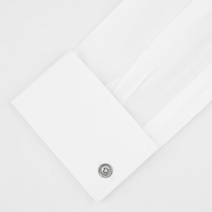 Tailored Fit Two-Fold 120 White Cotton Shirt with Kent Collar and Double Cuffs