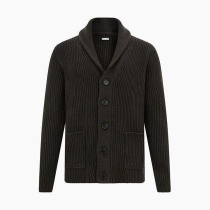 Dark Brown Cashmere Shawl Collar Cardigan Image 4