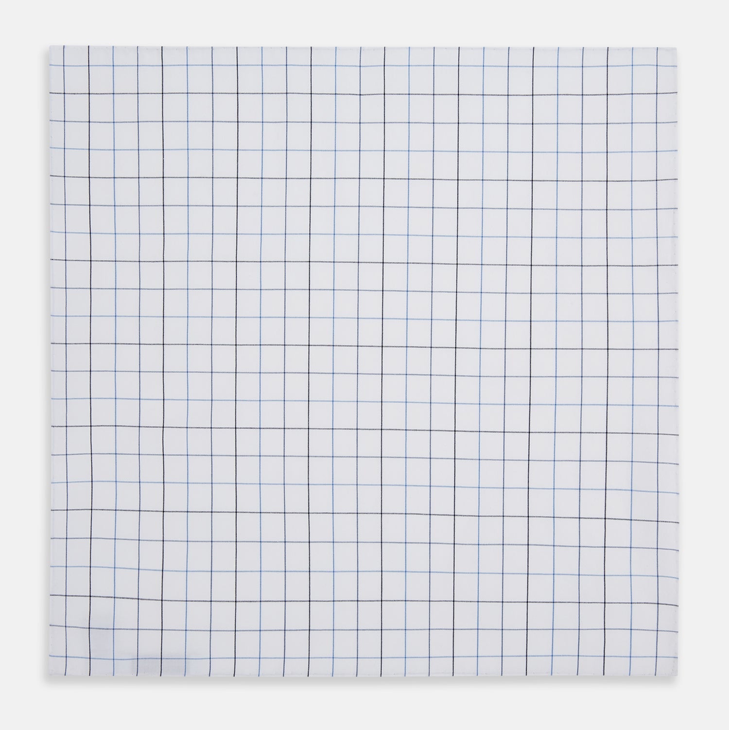 Image 3 of product Hand Rolled Blue Grid Check Handkerchief