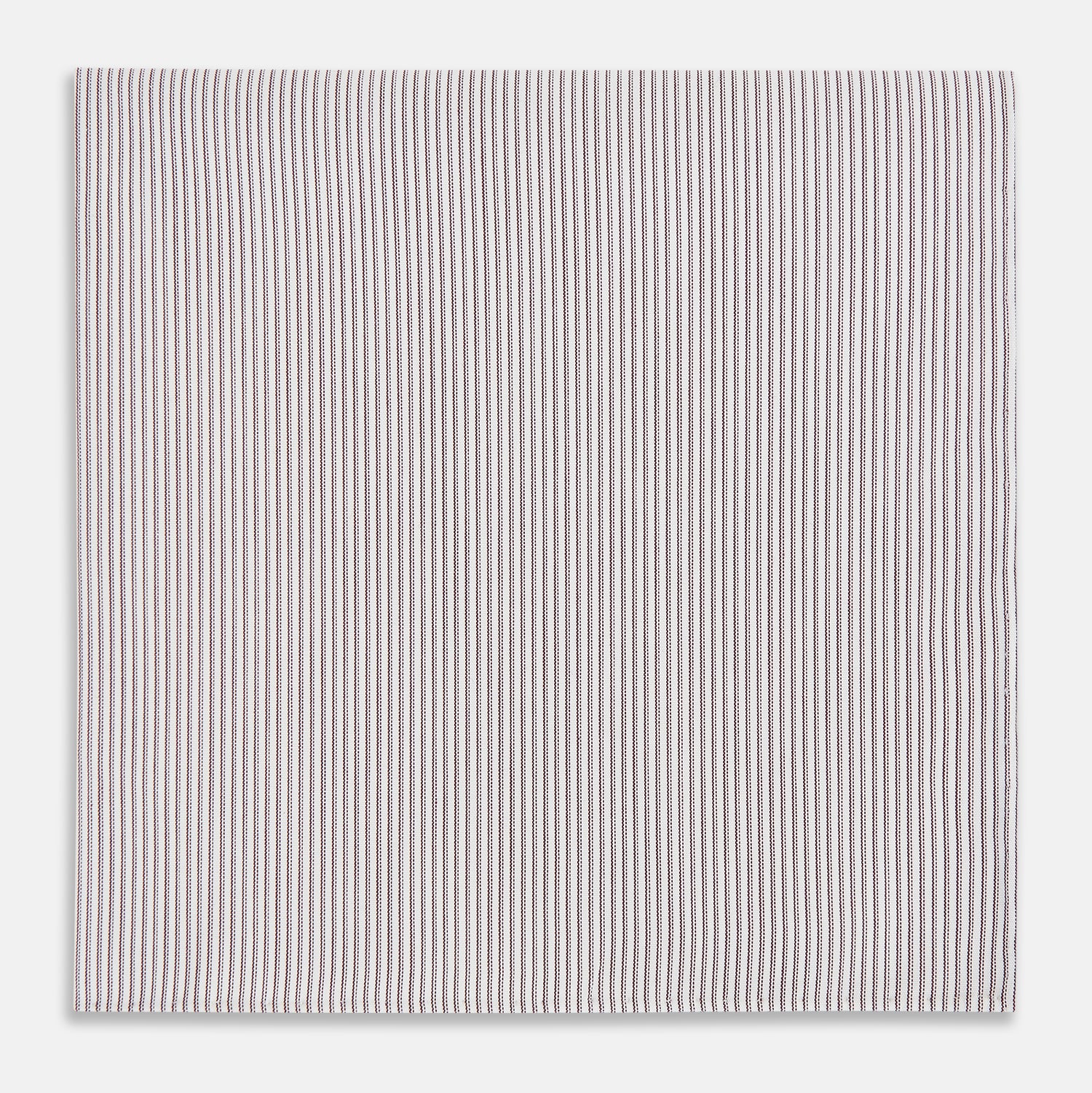 Image 1 of product A neatly folded Turnbull & Asser Brown Double Hairline Stripe Hand-Rolled Handkerchief features thin, vertical brown stripes and delicate hand-rolled edges, displayed on a plain background.