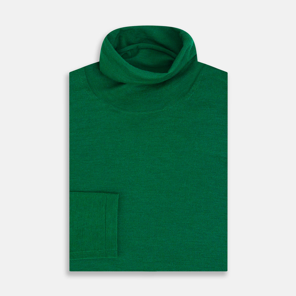 Hunter Green Fine Merino High Neck Jumper