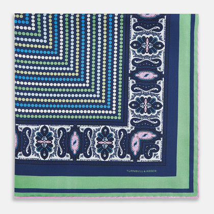 Oxford Blue Dots and Paisley Silk Pocket Square Image 7