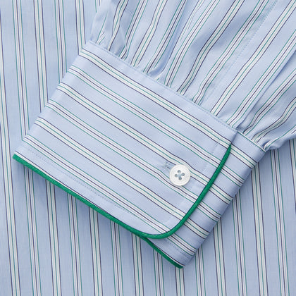 Blue and Green Stripe Poplin Cotton Nightshirt Image 2