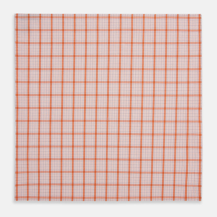 Hand Rolled Orange Graph Overlay Check Handkerchief Image 2
