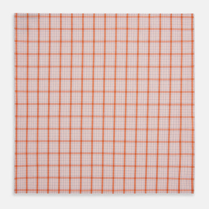 Hand Rolled Orange Graph Overlay Check Handkerchief Image 5