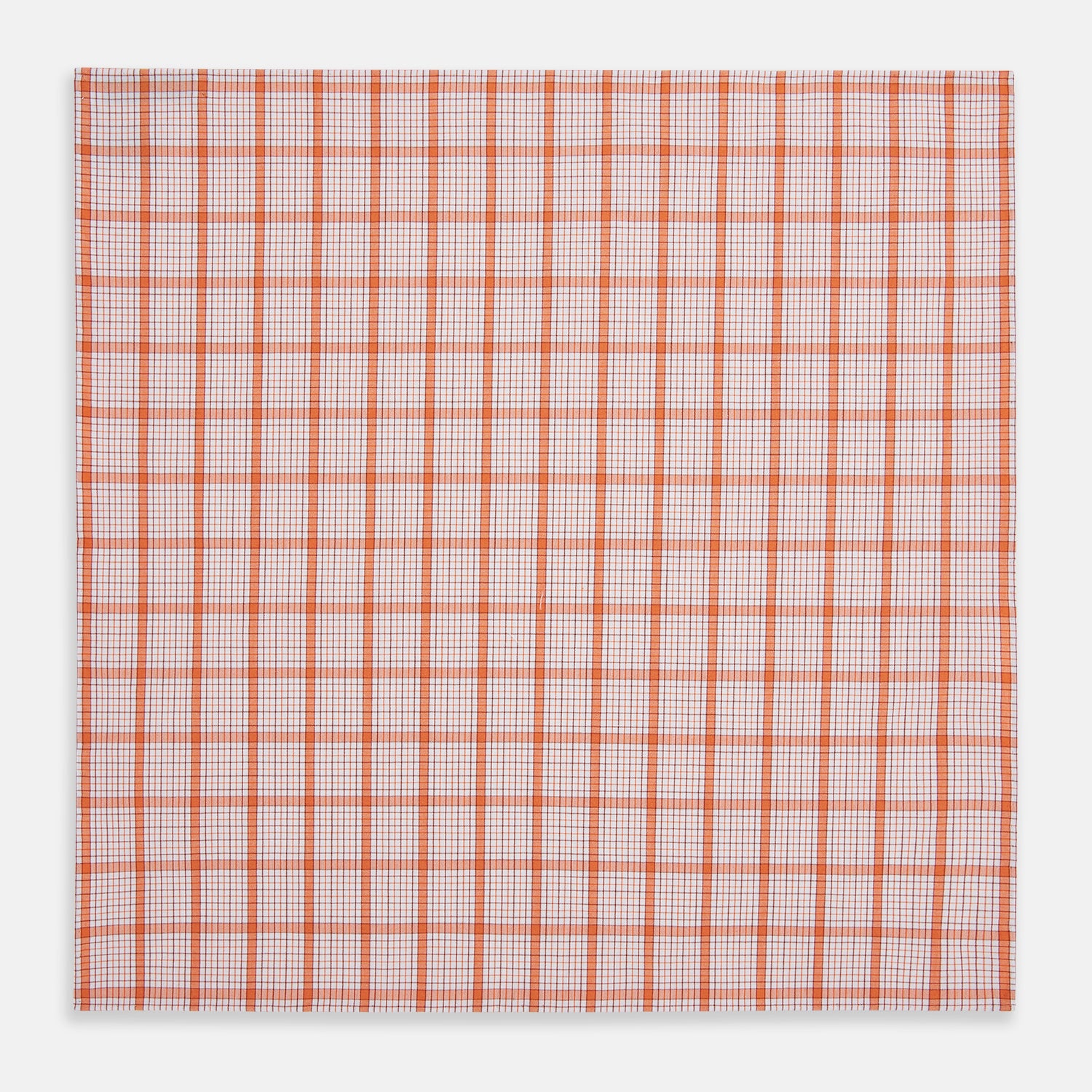 Hand Rolled Orange Graph Overlay Check Handkerchief