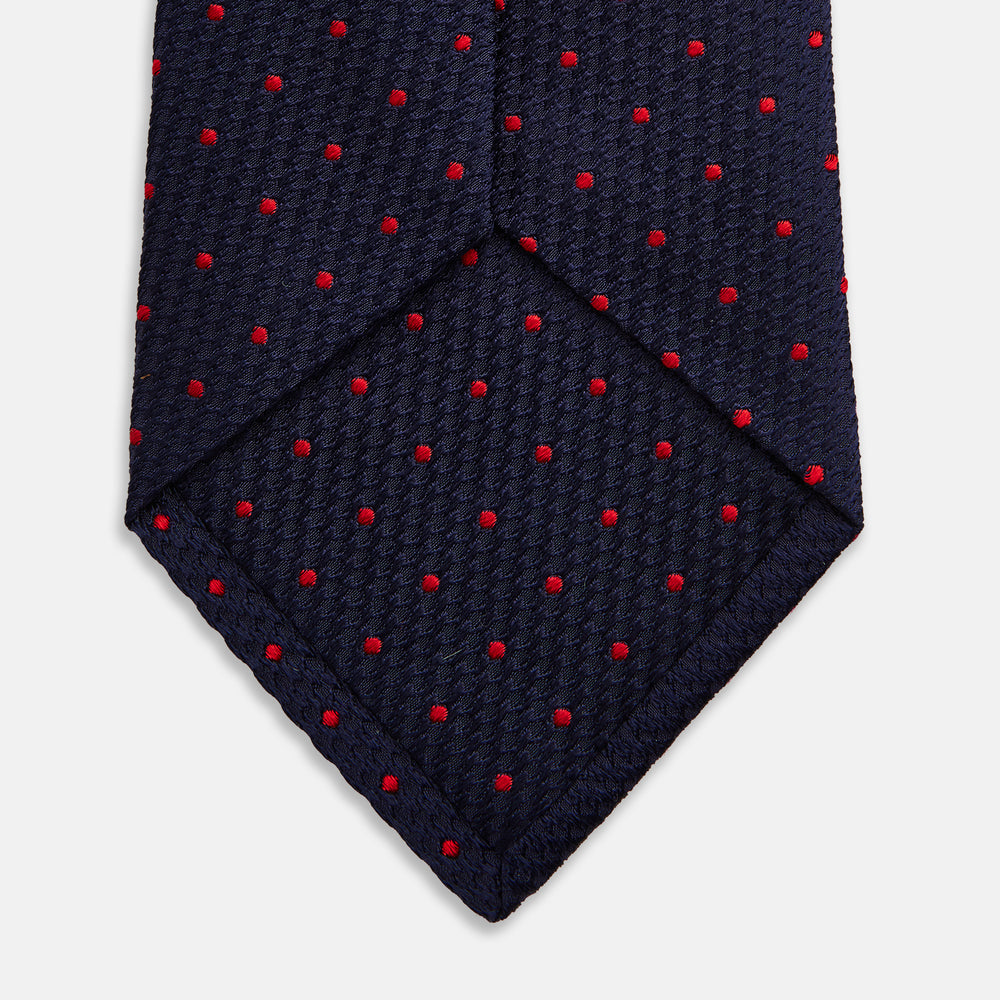 LACE ON TONE SPOT NAVY TULIP RED TIE