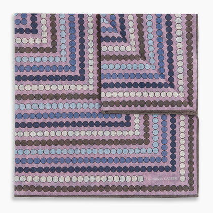 Lilac Dots and Floral Tile Double-Sided Silk Pocket Square Image 6