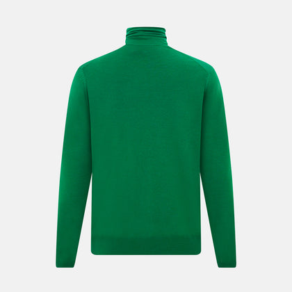 Hunter Green Fine Merino High Neck Jumper Image 2