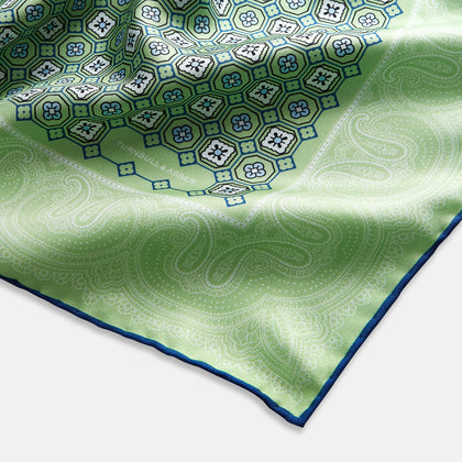 Fern Green Floral Tile and Paisley Silk Pocket Square Image 6