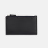 View 3 of product A navy leather card holder by Turnbull & Asser, featuring four card slots, a zip coin pocket, and the brand name embossed in white on the lower left corner.