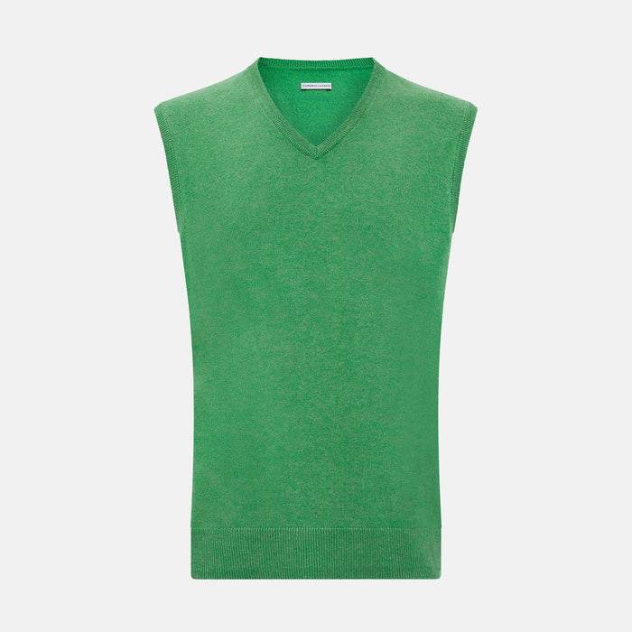 Fern Green Cashmere V-Neck Vest