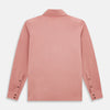 View 3 of product A Turnbull & Asser Red Rugby Polo Shirt with long sleeves, a collared neckline, v-neck opening, and no buttons is laid flat on a white background.