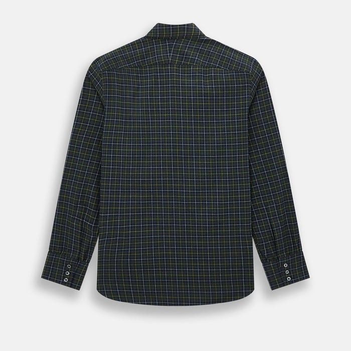 Navy and Khaki Tartan Windsor Shirt Image 2