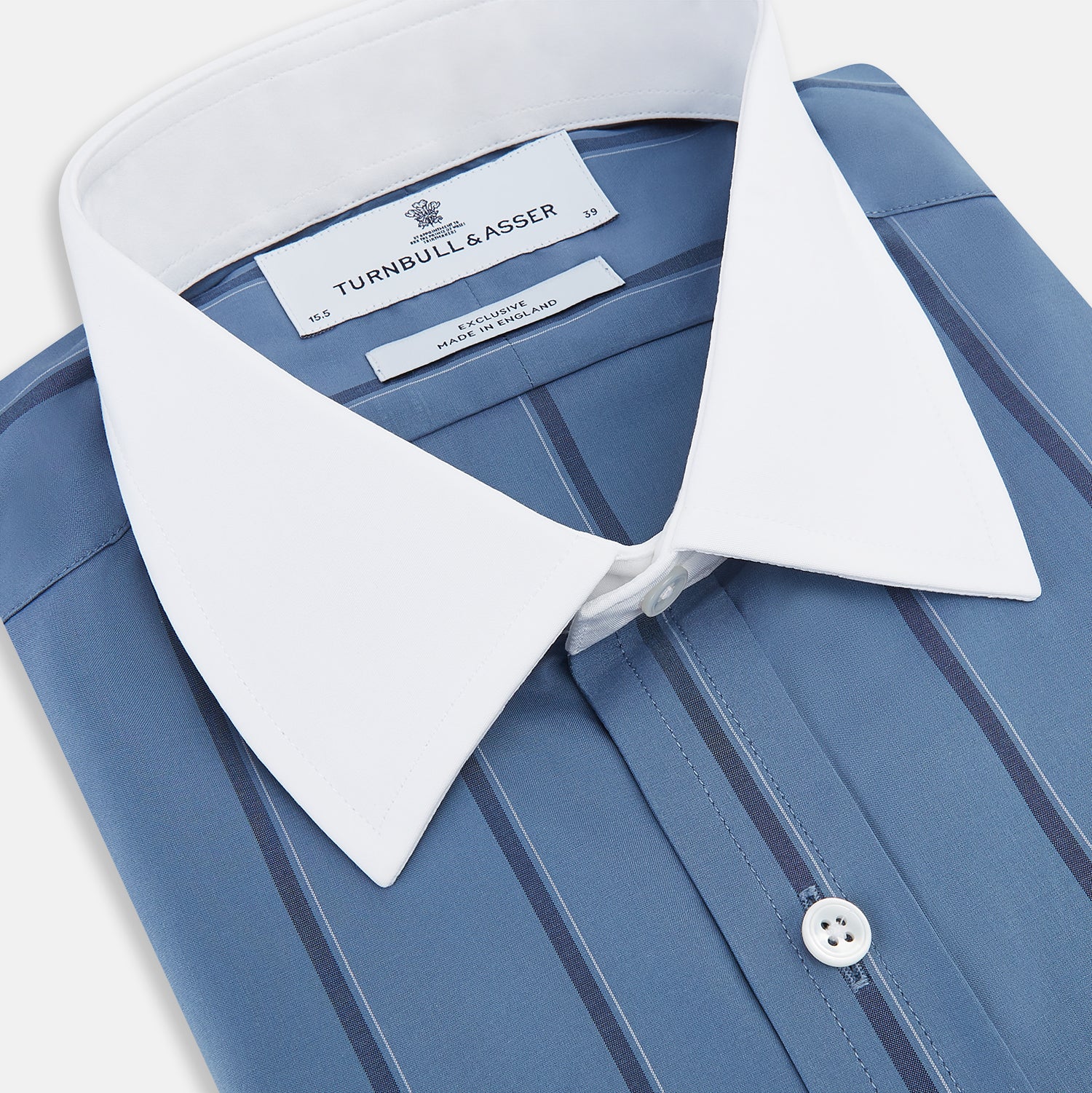 Image 2 of product Steel Grey Track Stripe Shirt with Contrast T&A Collar and Cuffs