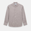 View 1 of product The Turnbull & Asser Burgundy Micro Check Westminster Shirt is a long-sleeved button-up with a classic collar and tailored fit, featuring a subtle micro check pattern, shown against a white background.