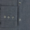 View 4 of product The Turnbull & Asser Azzurro Westminster Shirt in dark grey features long sleeves, a classic collar, buttoned cuffs, and a straight hem, showcased against a white background, highlighting refined British craftsmanship.