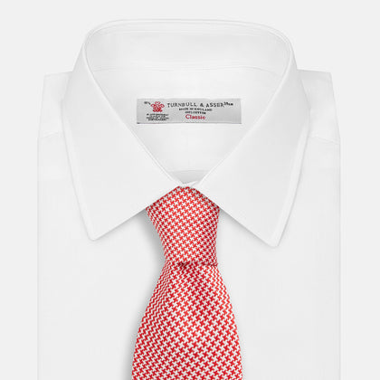 HOUNDSTOOTH WHITE TULIP RED TIE
