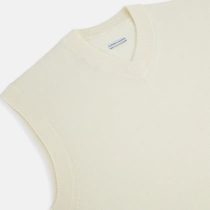 Cream Fine Merino V-Neck Vest