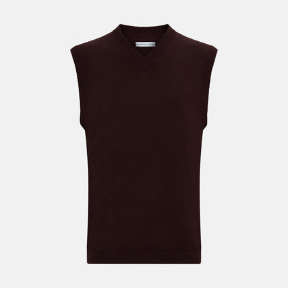 Burgundy Fine Merino V-Neck Vest