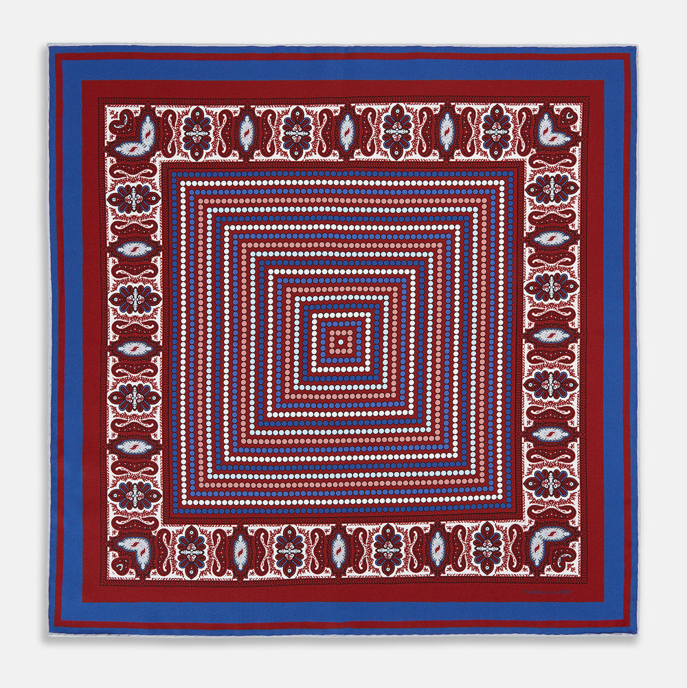 Red Dots and Paisley Silk Pocket Square
