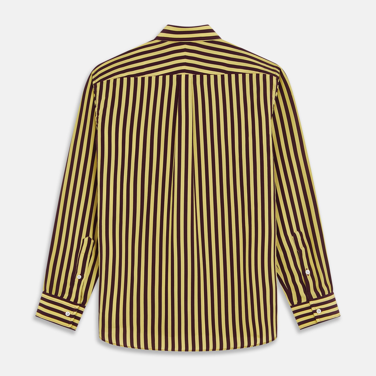 Yellow and Burgundy Candy Stripe Silk Weekend Fit Harold Shirt