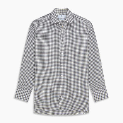 Grey Gingham Check Cotton Melange Regular Fit Mayfair Shirt Image 5