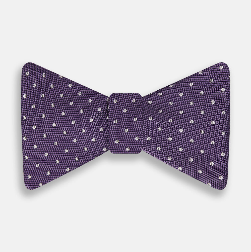 Lilac and Royal Purple Micro Dot Silk Bow Tie
