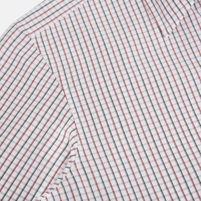 Red and midnight blue Tattersall Check Windsor Shirt Image 5