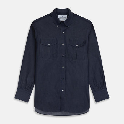 Navy Chambray Cotton Fabric