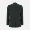 View 3 of product The Turnbull & Asser Moss Green Apsley Single-Breasted Caban Coat, featuring three buttons, a notched lapel, and three front pockets, is showcased on a plain white background.