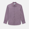 View 1 of product The Turnbull & Asser Wine Ticking Stripe Westminster Shirt features red, blue, and white vertical pinstripes on white and is shown laid flat on a white surface.