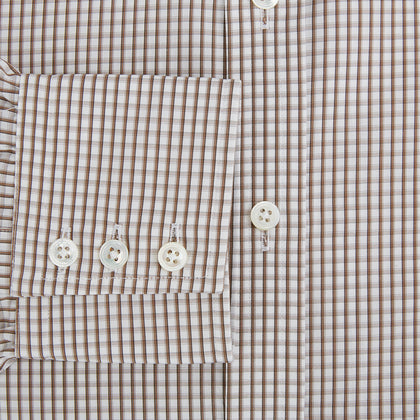 Coffee Micro Shadow Check Mayfair Shirt Image 3