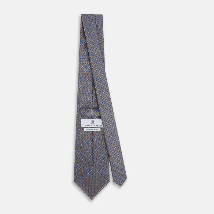 Silver and Pale Blue Multi Dot Silk Tie Image 3