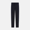 View 1 of product Turnbull & Asser Navy Linen Henry Trousers feature a button closure and pressed front creases, ideal as formal navy trousers, and are shown against a plain white background.