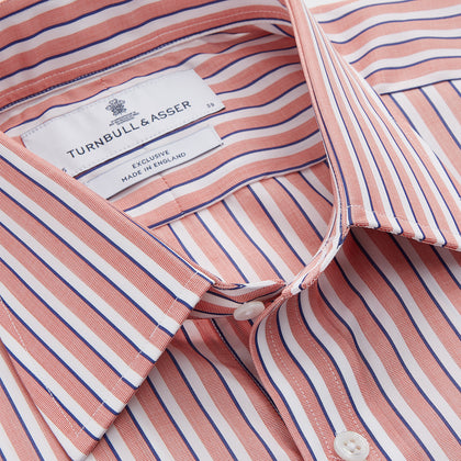 Orange and White Stripe Cotton Regular Fit Mayfair Shirt Image 3