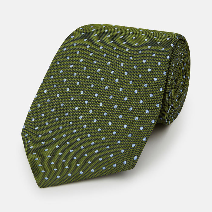 Green and Blue Micro Dot Silk Tie Image 9