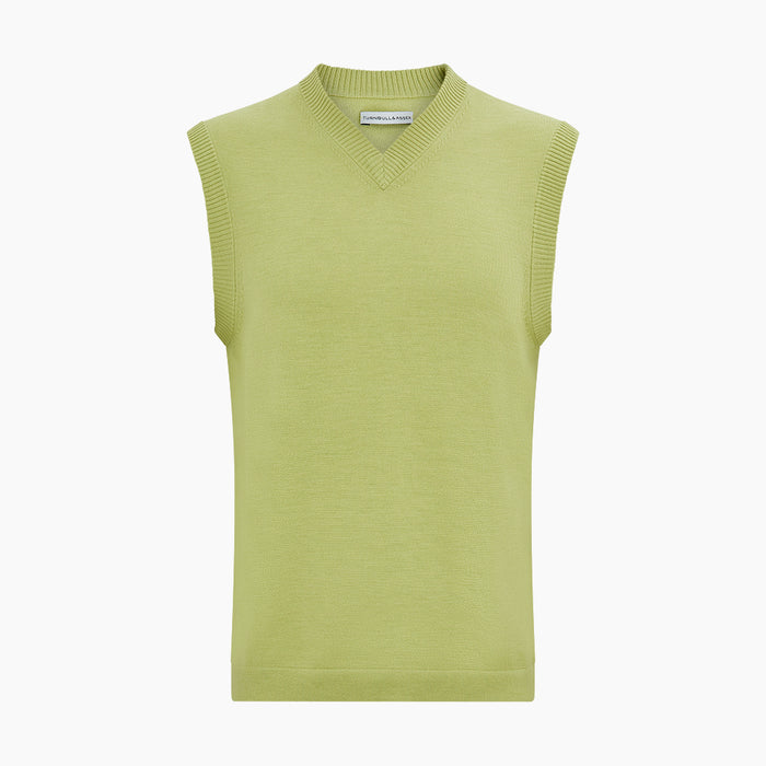 Melon Green Fine Merino V-Neck Vest Image 3