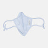View 5 of product Turnbull & Asser's Exclusive Light Blue, White & Pink Stripe Commuter Mask features ear loops tied in bows and includes 3 VIROFORMULA™ filters for enhanced protection and comfort.