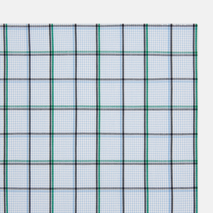 Hand Rolled Blue and Green Tattersall Check Handkerchief Image 1