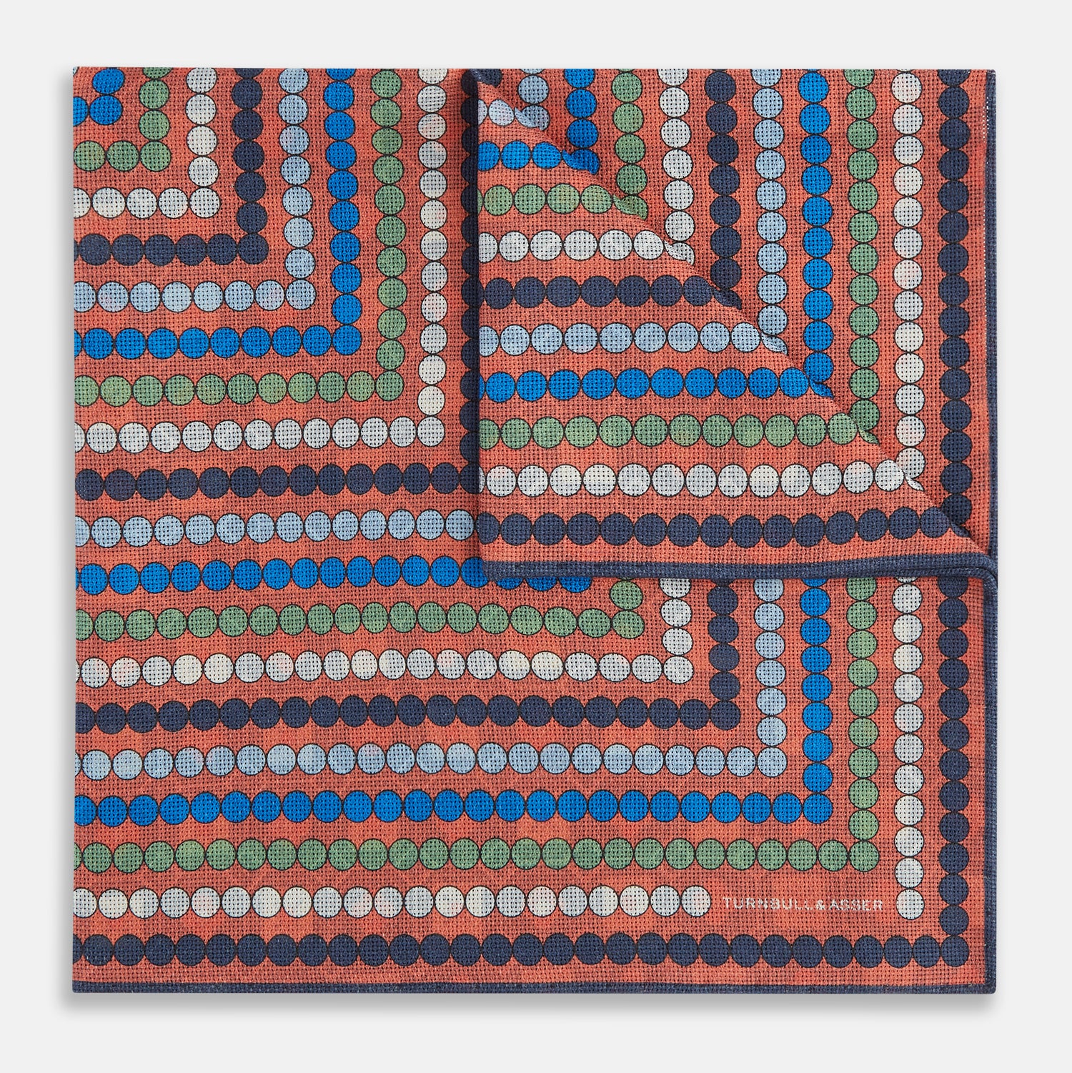Image 6 of product Orange Dots and Floral Tile Double-Sided Silk Pocket Square