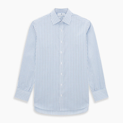Blue and Navy Tattersall Check Mayfair Shirt Image 6